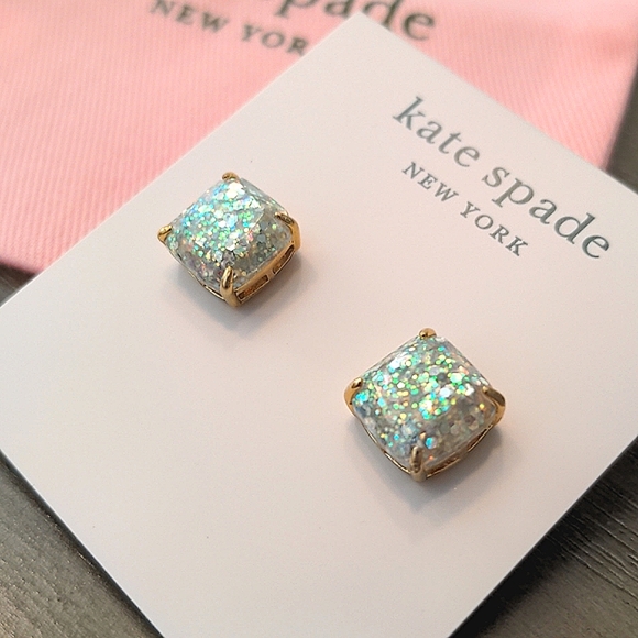 NEW Kate Spade Mini Small Square Stud Earrings in Opal - Picture 1 of 5